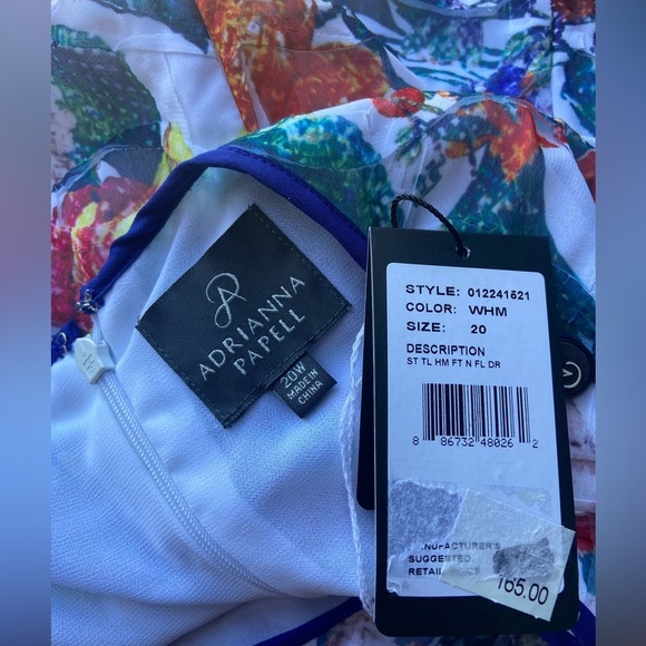 Adrianna Papell Floral Print Asymmetrical Fit & Flare Dress Lettuce Trim - Picture 4 of 14